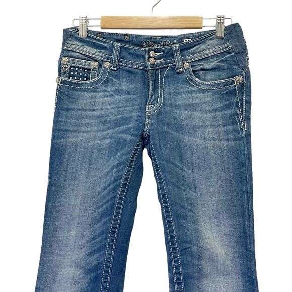 Miss Me Y2K Jeans Bling Rhinestone Angel Wing Bootcut Medium Wash JP5086 Size 29 - Picture 11 of 16